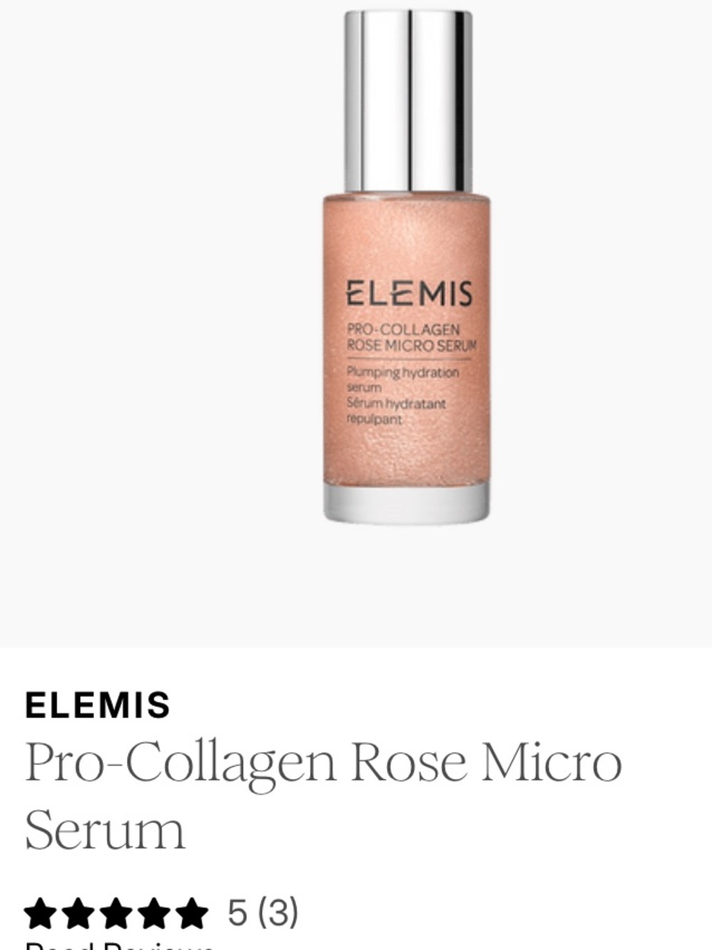 ELEMIS Pro-Collagen Rose Micro Serum NEW! FULL SIZE!